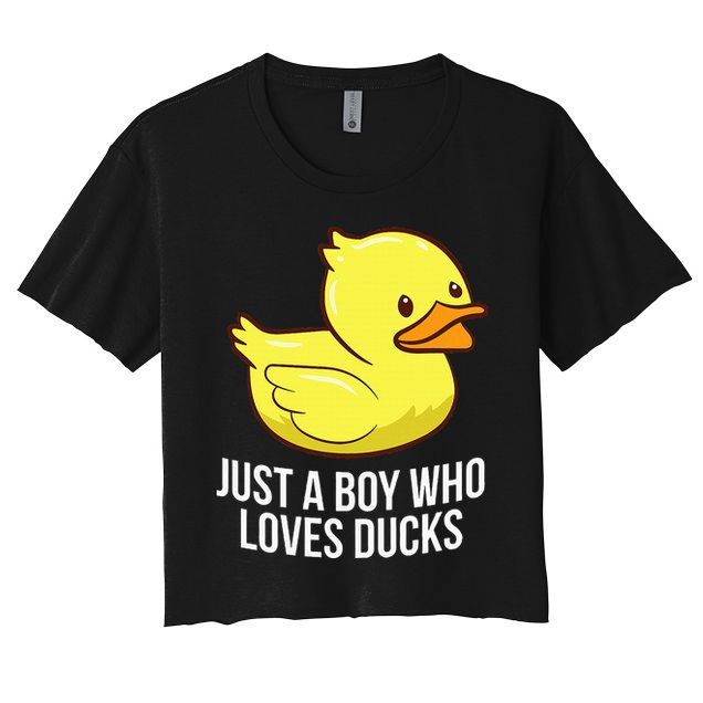 Just A Boy Who Loves Ducks Rubber Duck Women's Crop Top Tee
