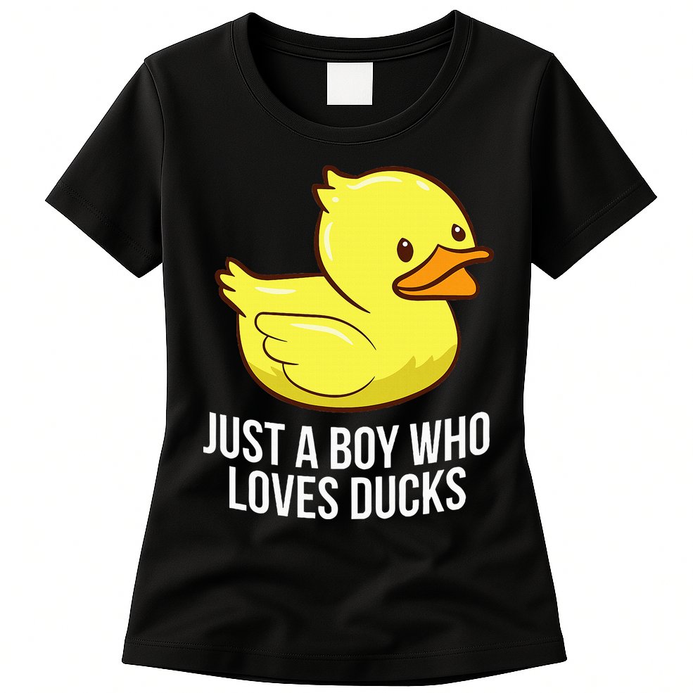 Just A Boy Who Loves Ducks Rubber Duck Womens T-Shirt