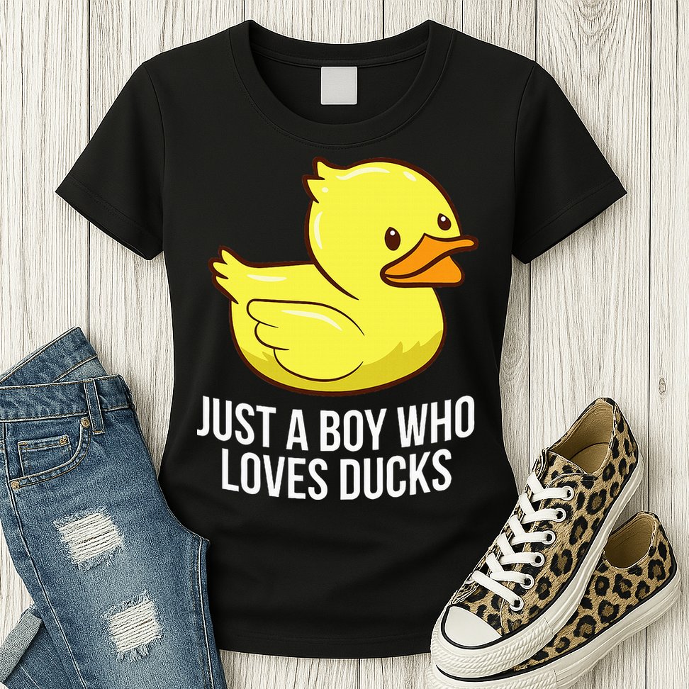 Just A Boy Who Loves Ducks Rubber Duck Womens T-Shirt