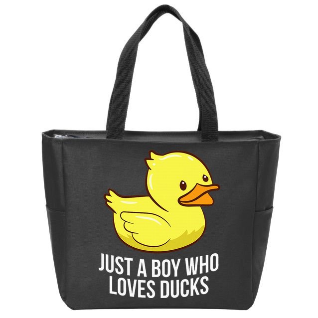 Just A Boy Who Loves Ducks Rubber Duck Zip Tote Bag