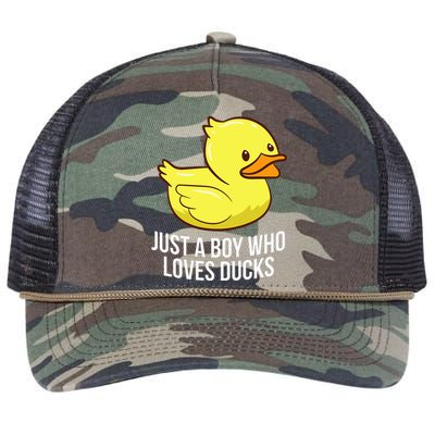 Just A Boy Who Loves Ducks Rubber Duck Retro Rope Trucker Hat Cap