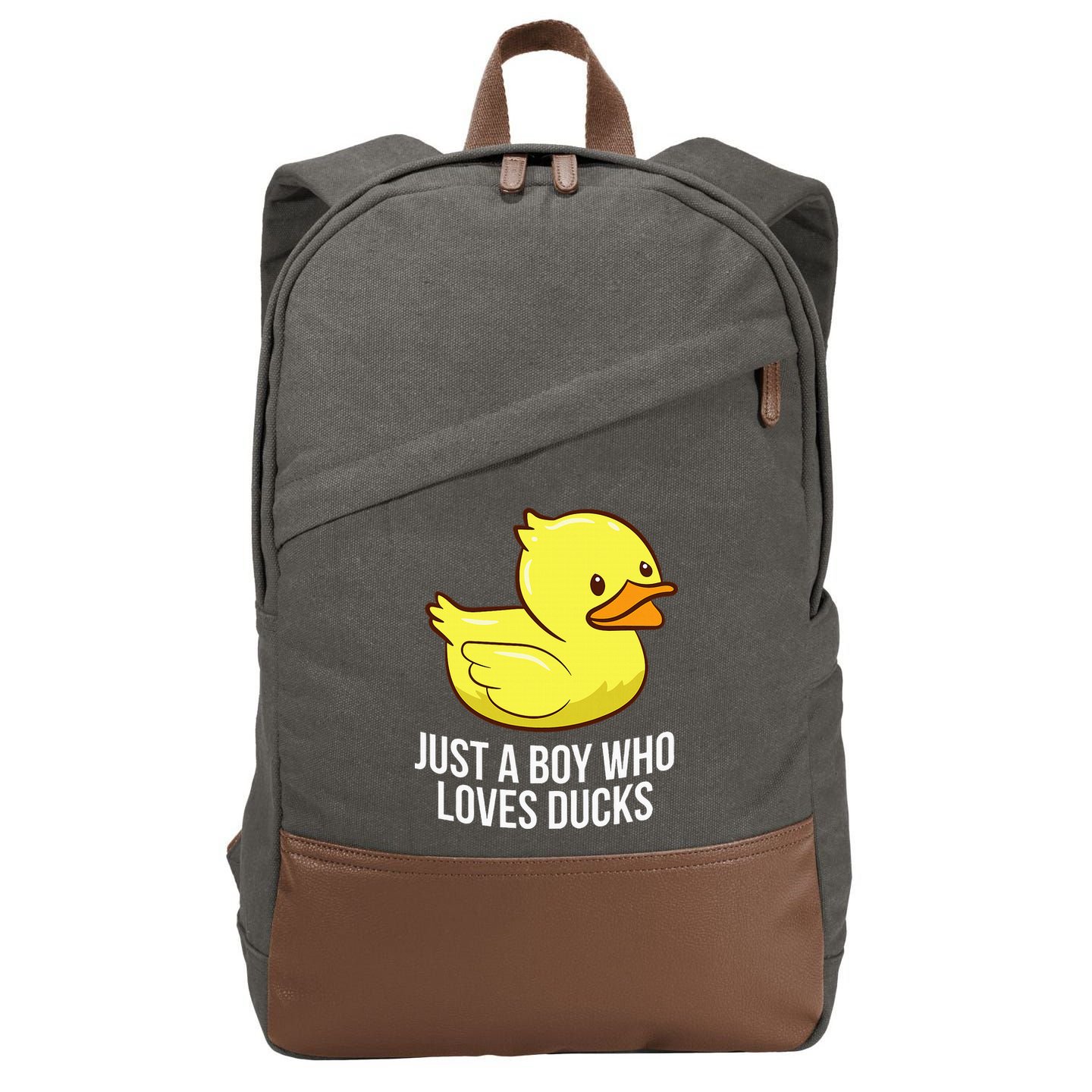 Just A Boy Who Loves Ducks Rubber Duck Cotton Canvas Backpack