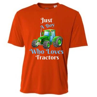 Just A Boy Who Loves Tractors Funny Gift Cooling Performance Crew T-Shirt