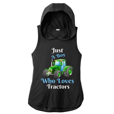 Just A Boy Who Loves Tractors Funny Gift Ladies PosiCharge Tri-Blend Wicking Draft Hoodie Tank