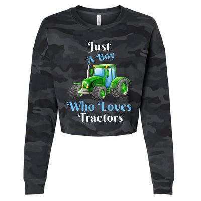 Just A Boy Who Loves Tractors Funny Gift Cropped Pullover Crew