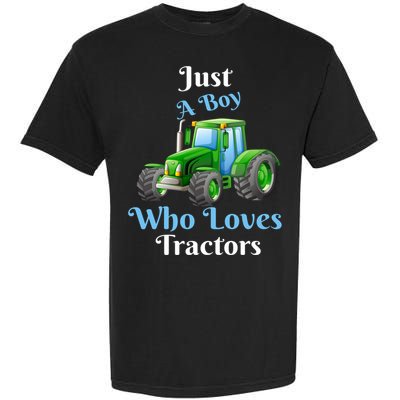 Just A Boy Who Loves Tractors Funny Gift Garment-Dyed Heavyweight T-Shirt