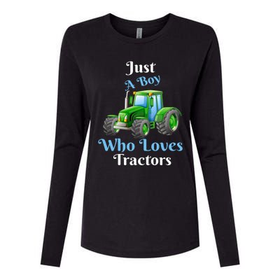 Just A Boy Who Loves Tractors Funny Gift Womens Cotton Relaxed Long Sleeve T-Shirt