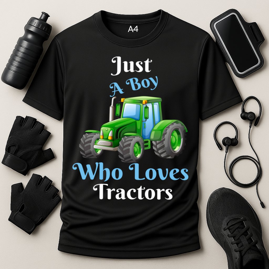 Just A Boy Who Loves Tractors Funny Gift Cooling Performance Crew T-Shirt