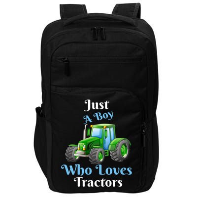 Just A Boy Who Loves Tractors Funny Gift Impact Tech Backpack
