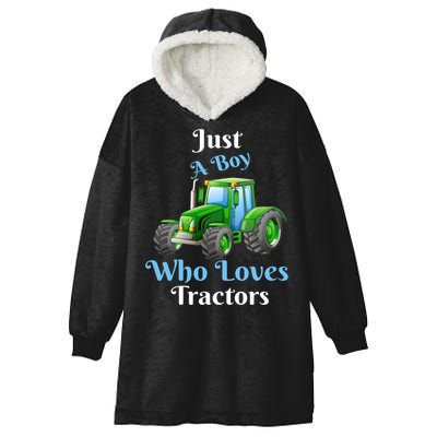 Just A Boy Who Loves Tractors Funny Gift Hooded Wearable Blanket