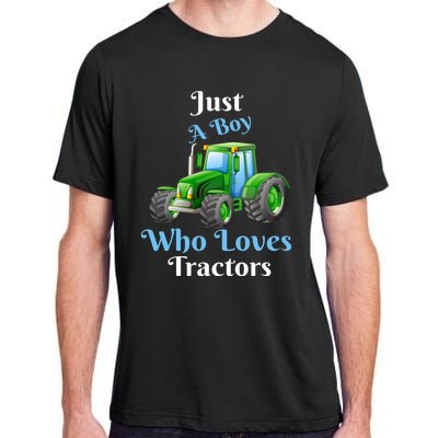 Just A Boy Who Loves Tractors Funny Gift Adult ChromaSoft Performance T-Shirt