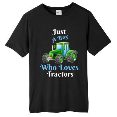 Just A Boy Who Loves Tractors Funny Gift Tall Fusion ChromaSoft Performance T-Shirt