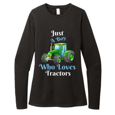 Just A Boy Who Loves Tractors Funny Gift Womens CVC Long Sleeve Shirt