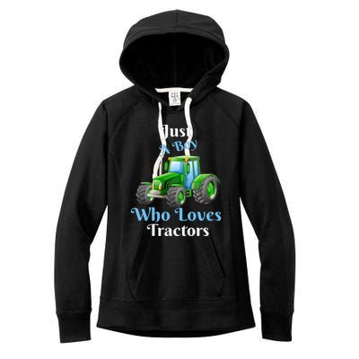 Just A Boy Who Loves Tractors Funny Gift Women's Fleece Hoodie