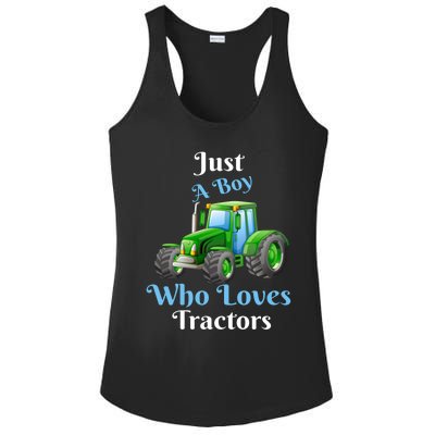 Just A Boy Who Loves Tractors Funny Gift Ladies PosiCharge Competitor Racerback Tank