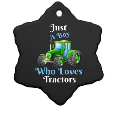 Just A Boy Who Loves Tractors Funny Gift Ceramic Star Ornament