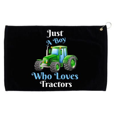 Just A Boy Who Loves Tractors Funny Gift Grommeted Golf Towel