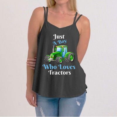 Just A Boy Who Loves Tractors Funny Gift Women's Strappy Tank