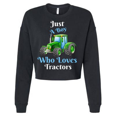 Just A Boy Who Loves Tractors Funny Gift Cropped Pullover Crew