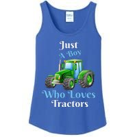 Just A Boy Who Loves Tractors Funny Gift Ladies Essential Tank