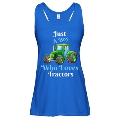 Just A Boy Who Loves Tractors Funny Gift Ladies Essential Flowy Tank