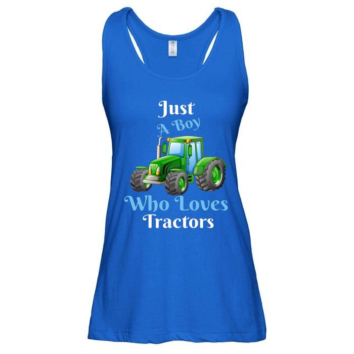 Just A Boy Who Loves Tractors Funny Gift Ladies Essential Flowy Tank