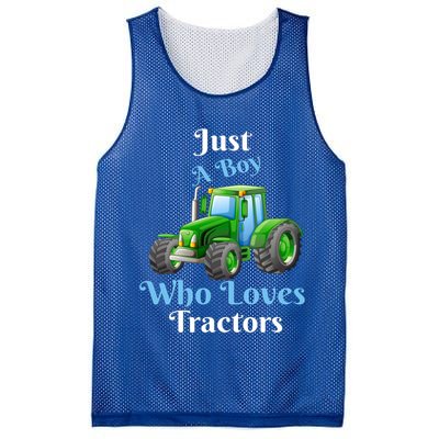 Just A Boy Who Loves Tractors Funny Gift Mesh Reversible Basketball Jersey Tank