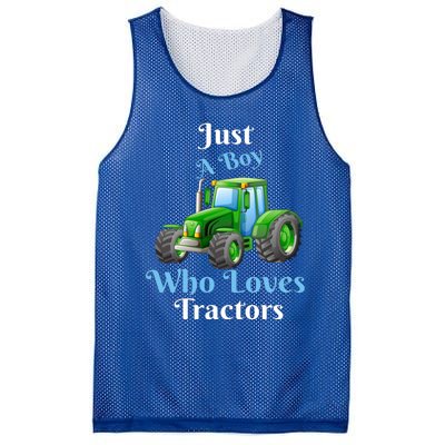 Just A Boy Who Loves Tractors Funny Gift Mesh Reversible Basketball Jersey Tank