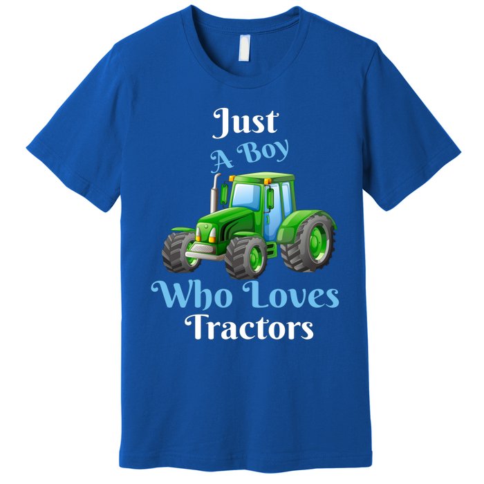 Just A Boy Who Loves Tractors Funny Gift Premium T-Shirt