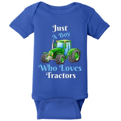 Just A Boy Who Loves Tractors Funny Gift Baby Bodysuit