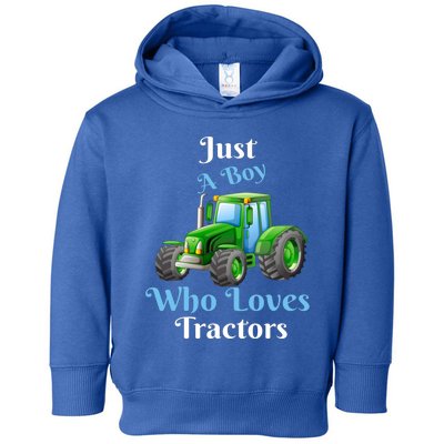 Just A Boy Who Loves Tractors Funny Gift Toddler Hoodie