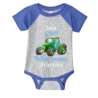 Just A Boy Who Loves Tractors Funny Gift Infant Baby Jersey Bodysuit