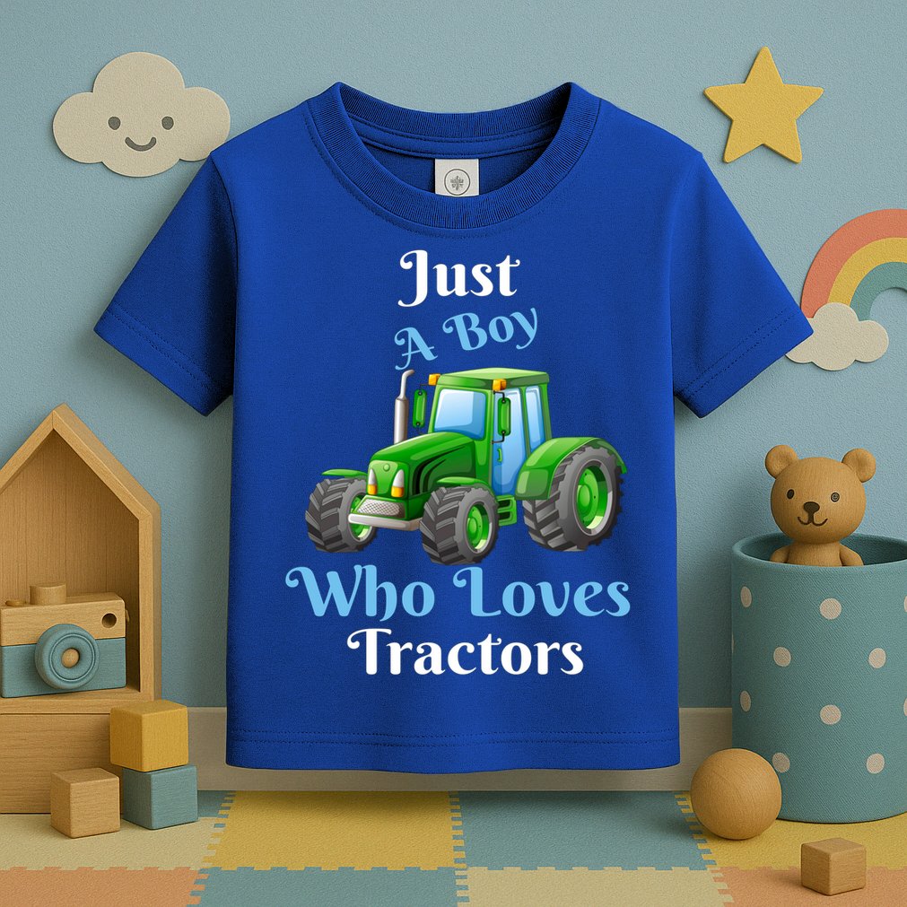 Just A Boy Who Loves Tractors Funny Gift Toddler T-Shirt