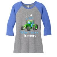 Just A Boy Who Loves Tractors Funny Gift Women's Tri-Blend 3/4-Sleeve Raglan Shirt