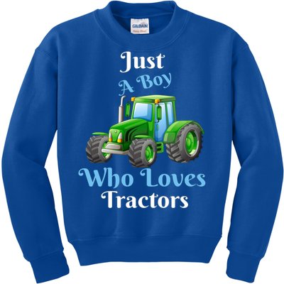 Just A Boy Who Loves Tractors Funny Gift Kids Sweatshirt