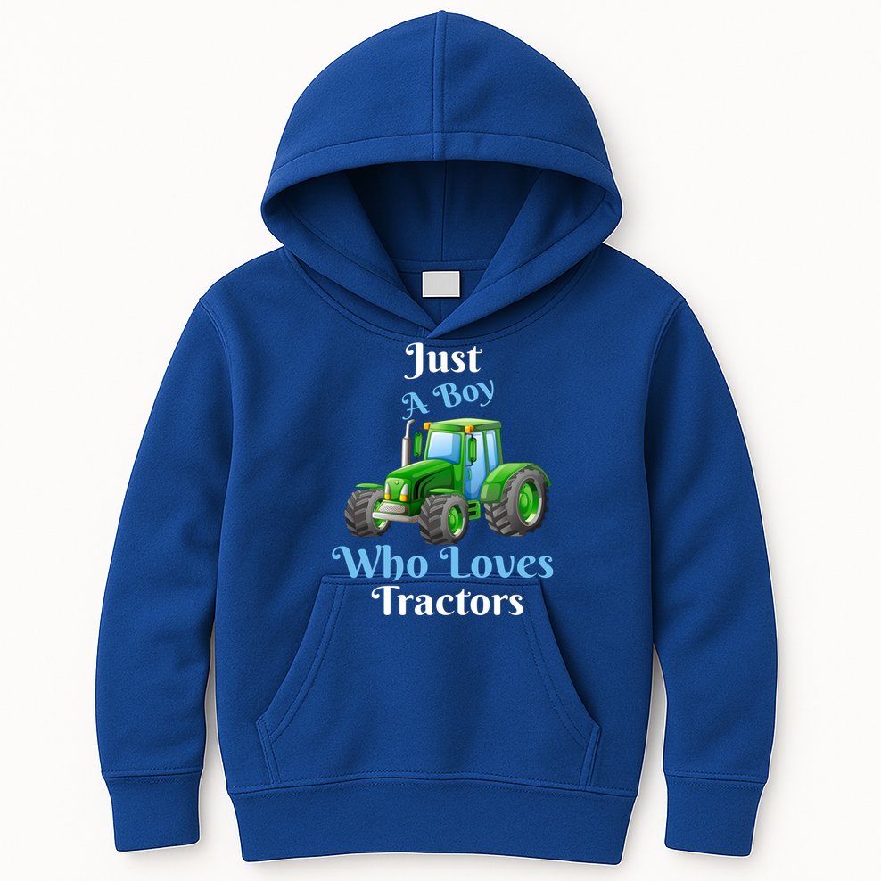 Just A Boy Who Loves Tractors Funny Gift Kids Hoodie