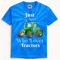 Just A Boy Who Loves Tractors Funny Gift Kids Tie-Dye T-Shirt