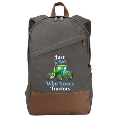 Just A Boy Who Loves Tractors Funny Gift Cotton Canvas Backpack