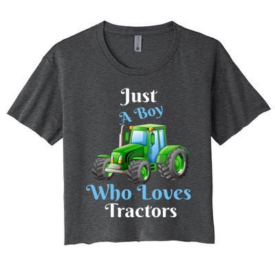 Just A Boy Who Loves Tractors Funny Gift Women's Crop Top Tee