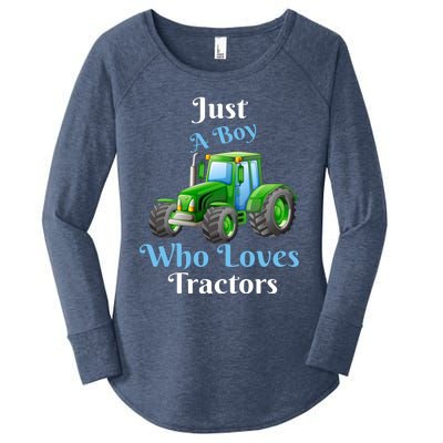 Just A Boy Who Loves Tractors Funny Gift Women's Perfect Tri Tunic Long Sleeve Shirt