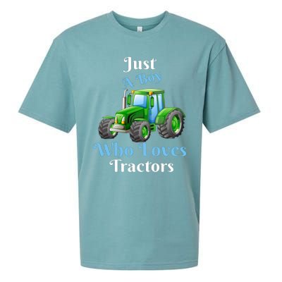 Just A Boy Who Loves Tractors Funny Gift Sueded Cloud Jersey T-Shirt