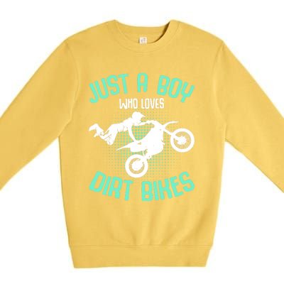 Just A Boy Who Loves Dirt Bikes Motocross Enduro Dirt Biking Premium Crewneck Sweatshirt