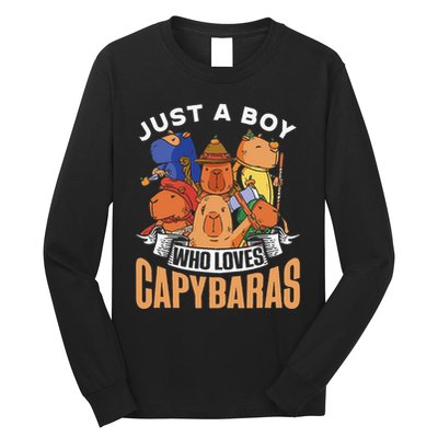 Just A Boy Who Loves Capybaras Animal Rodent Capybara Lover  Long Sleeve Shirt