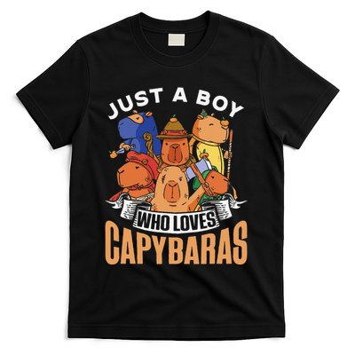 Just A Boy Who Loves Capybaras Animal Rodent Capybara Lover  T-Shirt