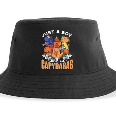 Just A Boy Who Loves Capybaras Animal Rodent Capybara Lover  Sustainable Bucket Hat