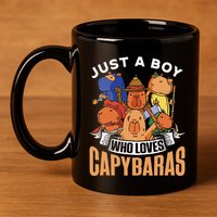 Just A Boy Who Loves Capybaras Animal Rodent Capybara Lover  11oz C Handle Ceramic Mug