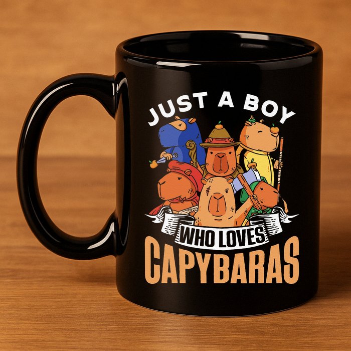 Just A Boy Who Loves Capybaras Animal Rodent Capybara Lover  11oz C Handle Ceramic Mug