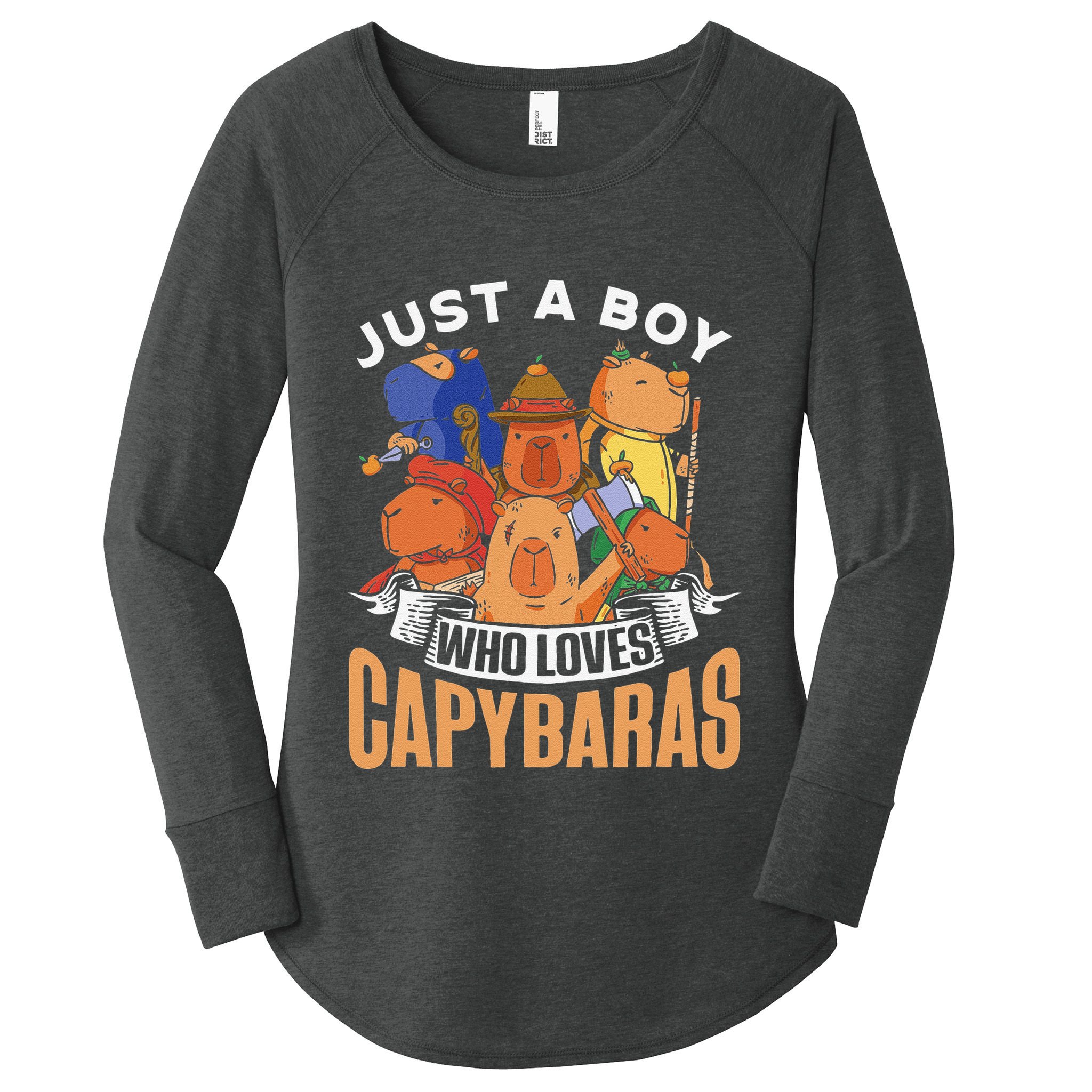 Just A Boy Who Loves Capybaras Animal Rodent Capybara Lover  Women's Perfect Tri Tunic Long Sleeve Shirt