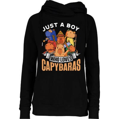 Just A Boy Who Loves Capybaras Animal Rodent Capybara Lover  Womens Funnel Neck Pullover Hood