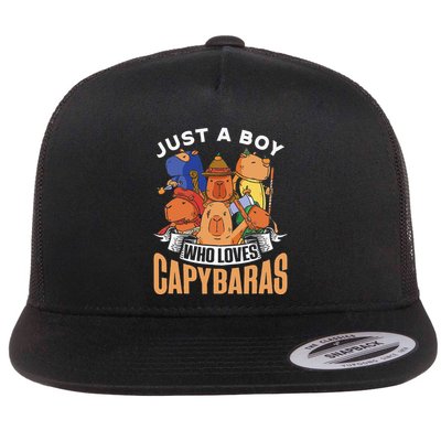 Just A Boy Who Loves Capybaras Animal Rodent Capybara Lover  Flatbill Hat